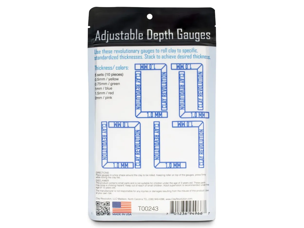 Adjustable Rolling Depth Gauges, For Metal Clay, 10pcs