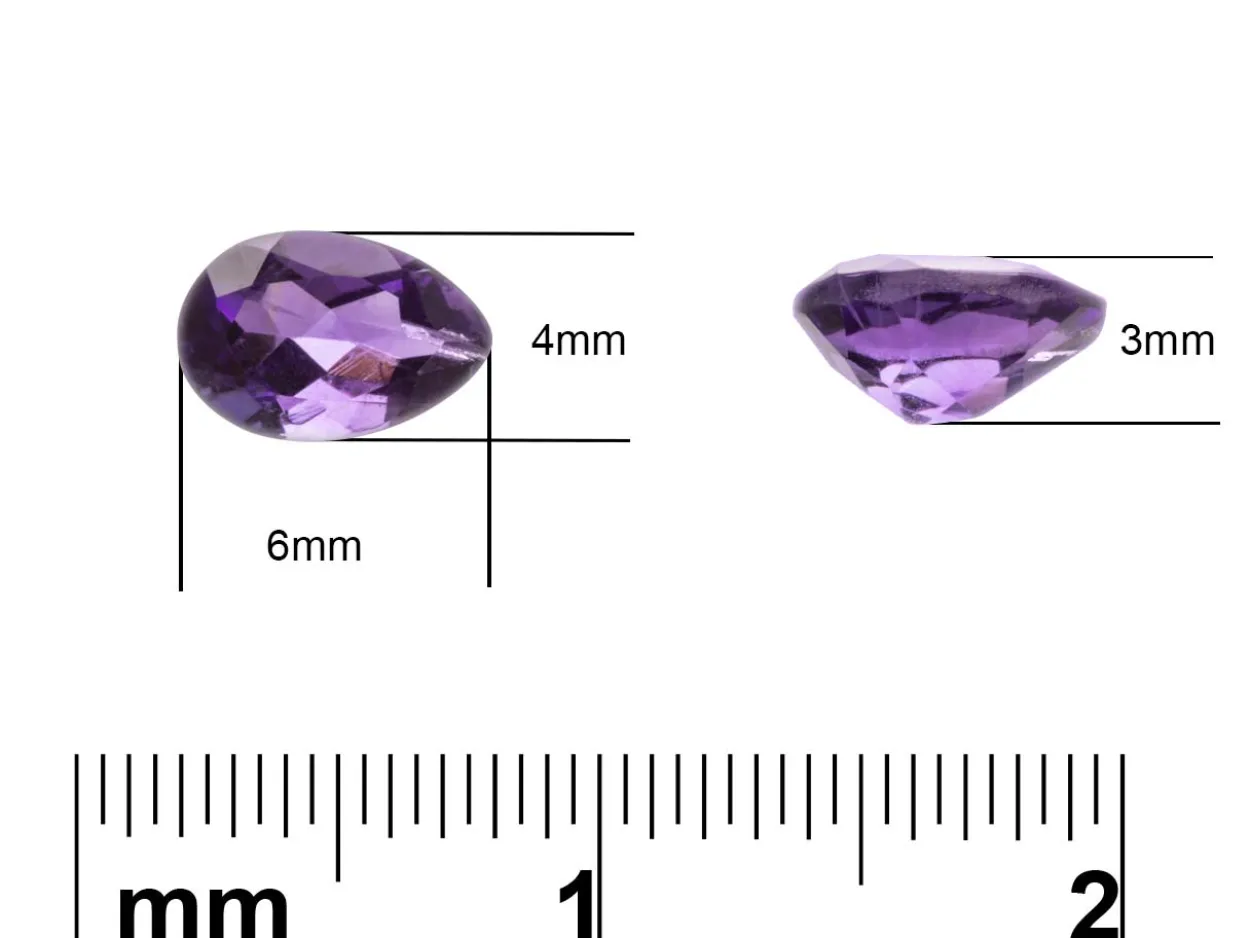 Amethyst, Pear, 6x4mm