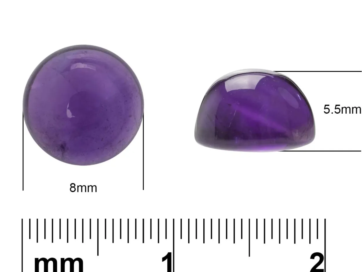 Amethyst, Round Cabochon, 8mm