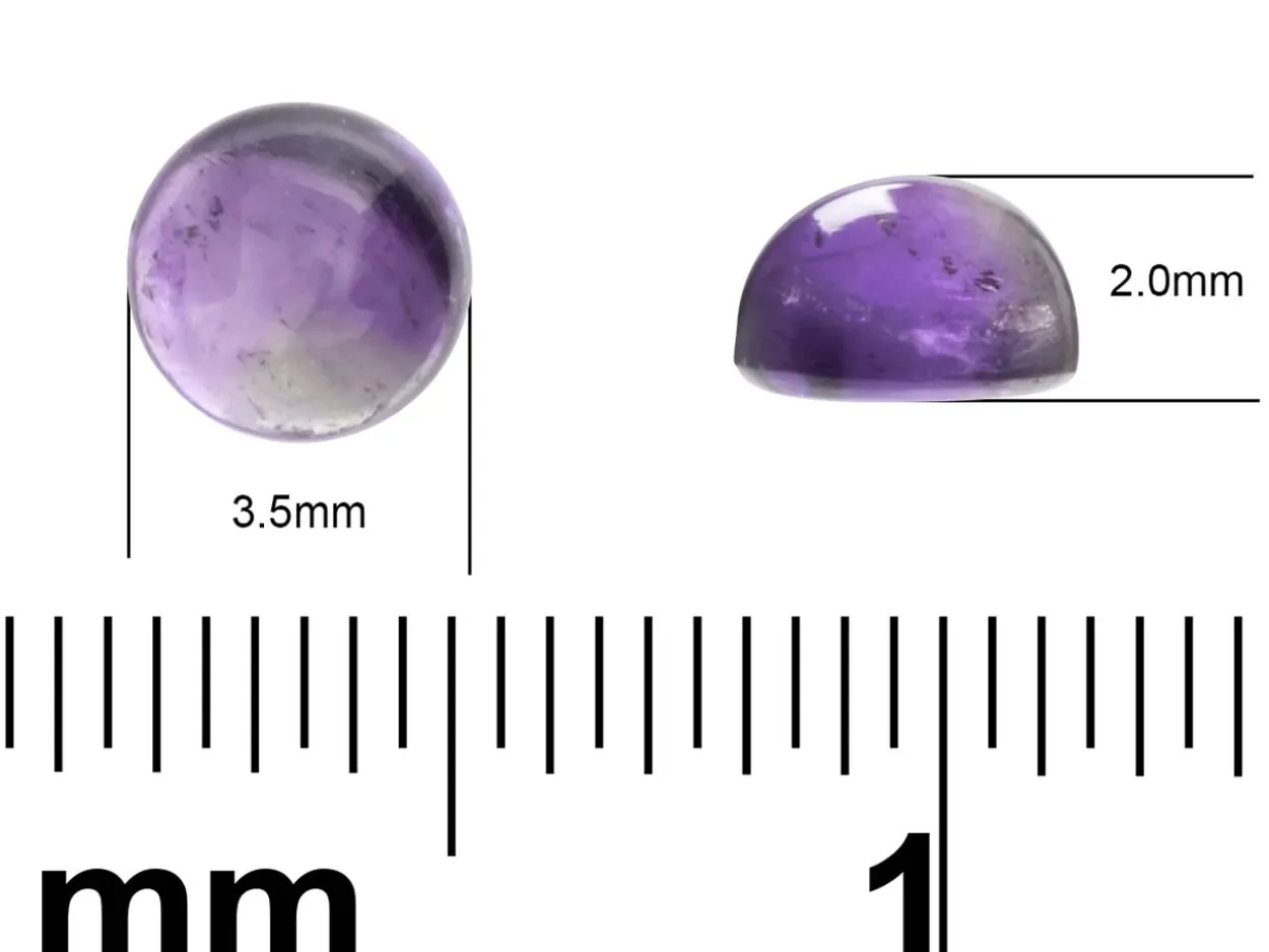 Amethyst, Round Cabochon, 3.5mm