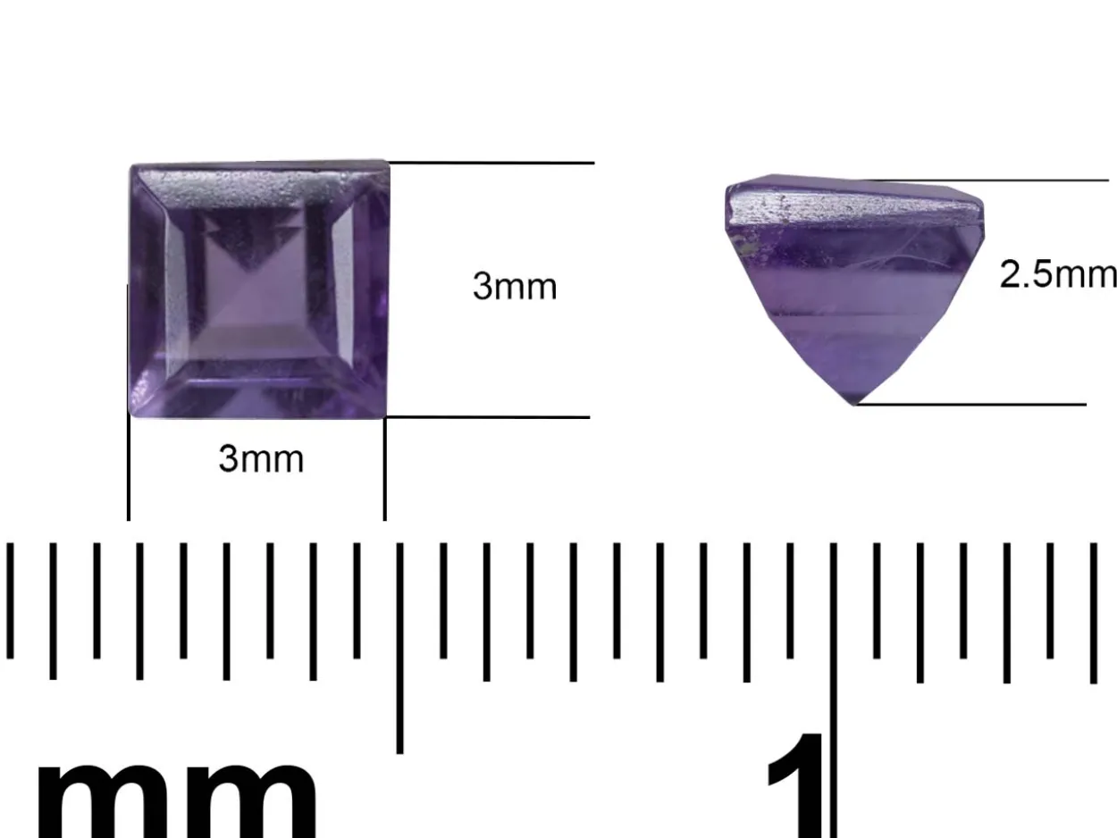 Amethyst, Square, 3x3mm