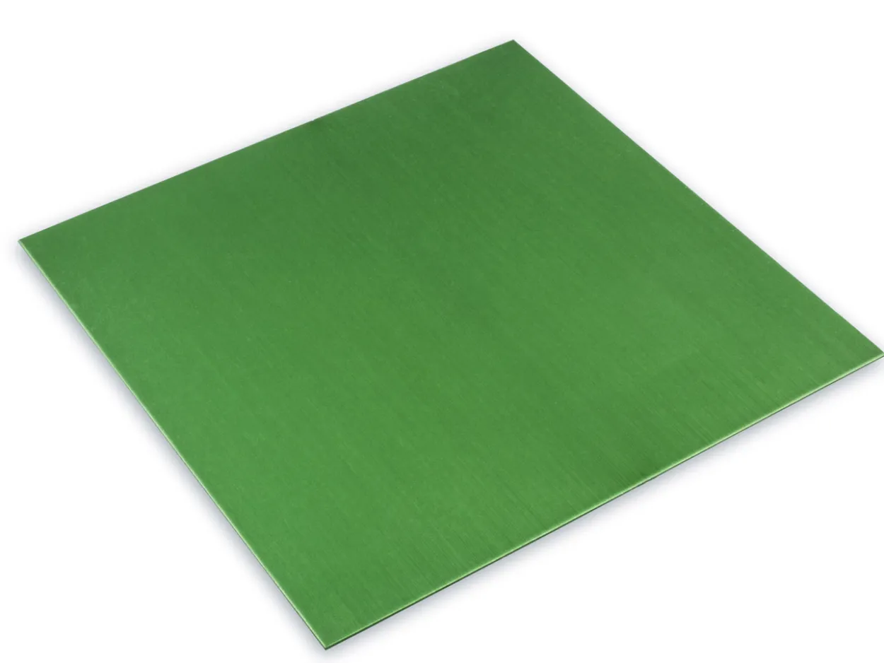 Anodised Coloured Green Aluminium Sheet 100x100x0.7mm