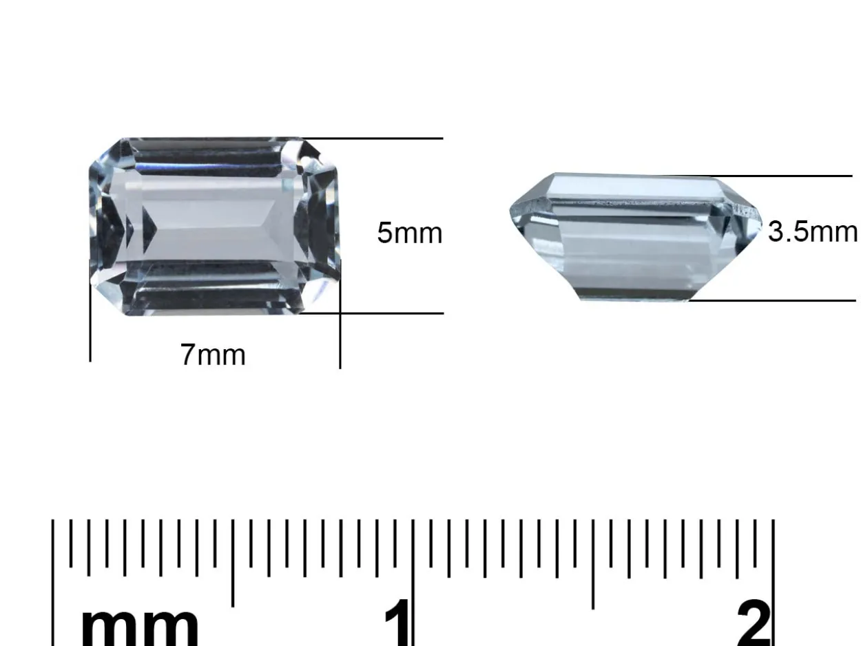 Aquamarine, Octagon, 7x5mm