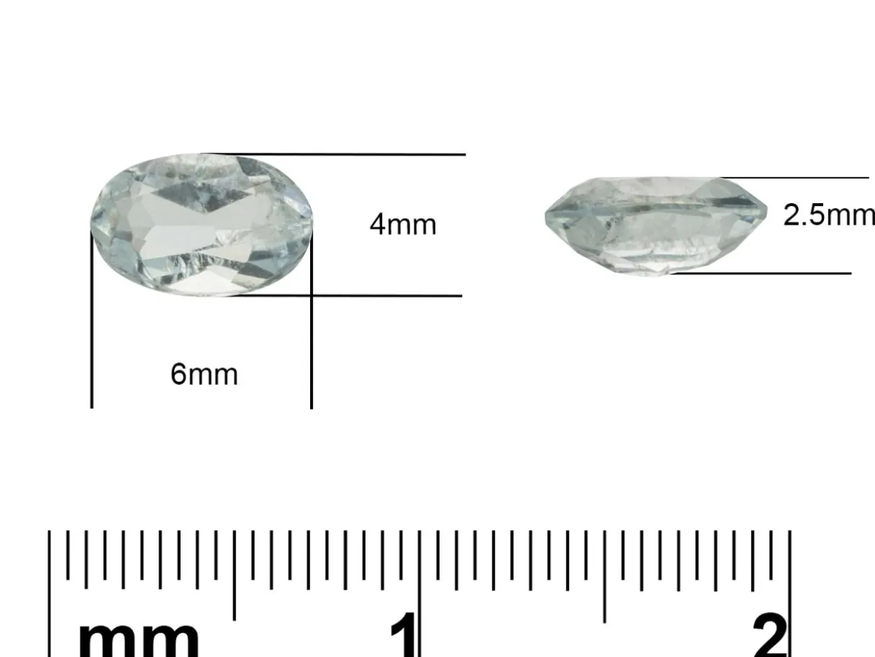 Aquamarine, Oval, 6x4mm