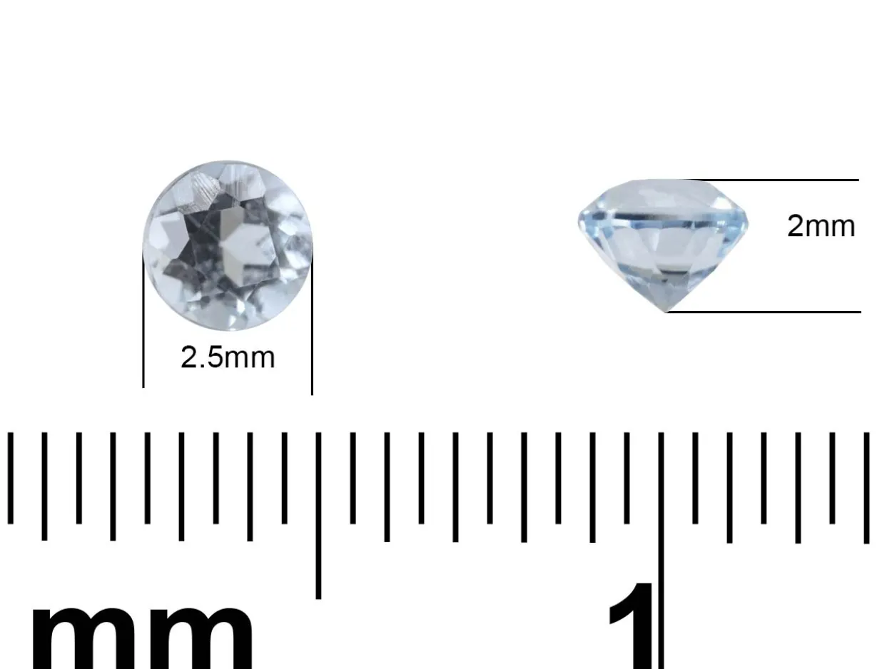 Aquamarine, Round, 2.5mm