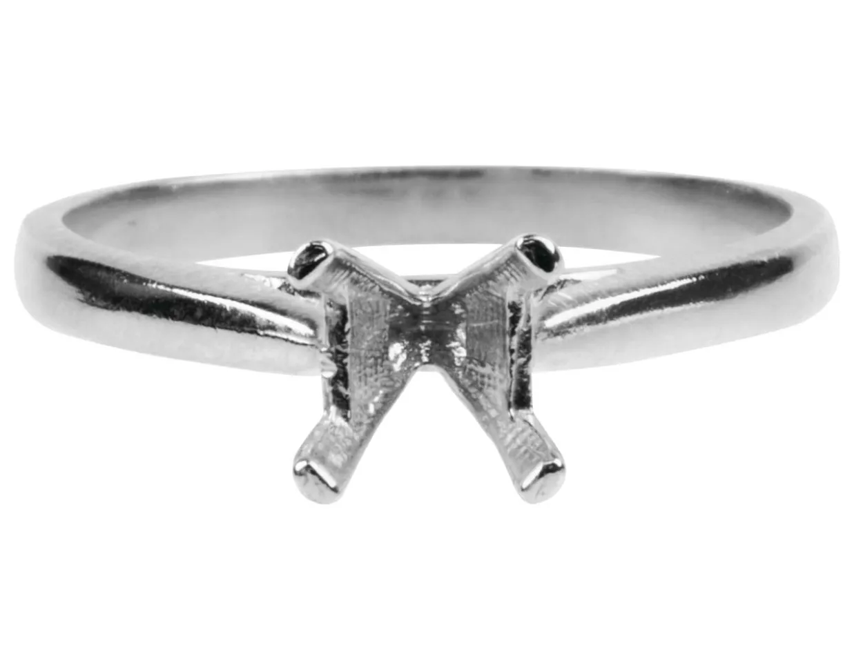 Argentium Round V Shape Claw Ring 75pt Size M