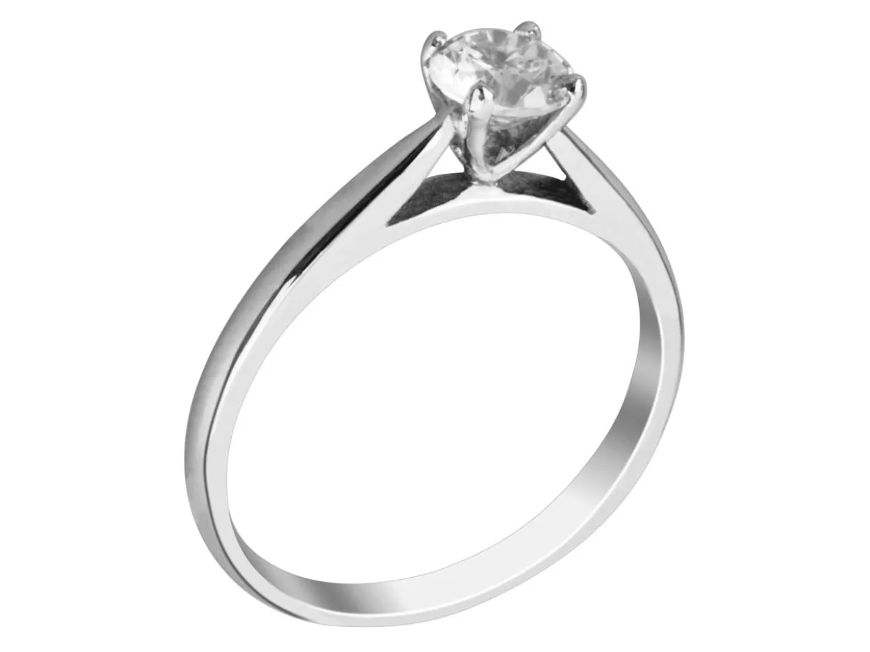 Argentium Round V Shape Claw Ring 75pt Size M