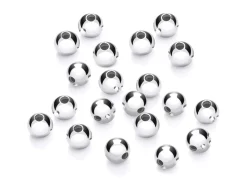 Argentium 960 Silver Beads Plain Round 3mm Pack of 20 2 Hole Bead