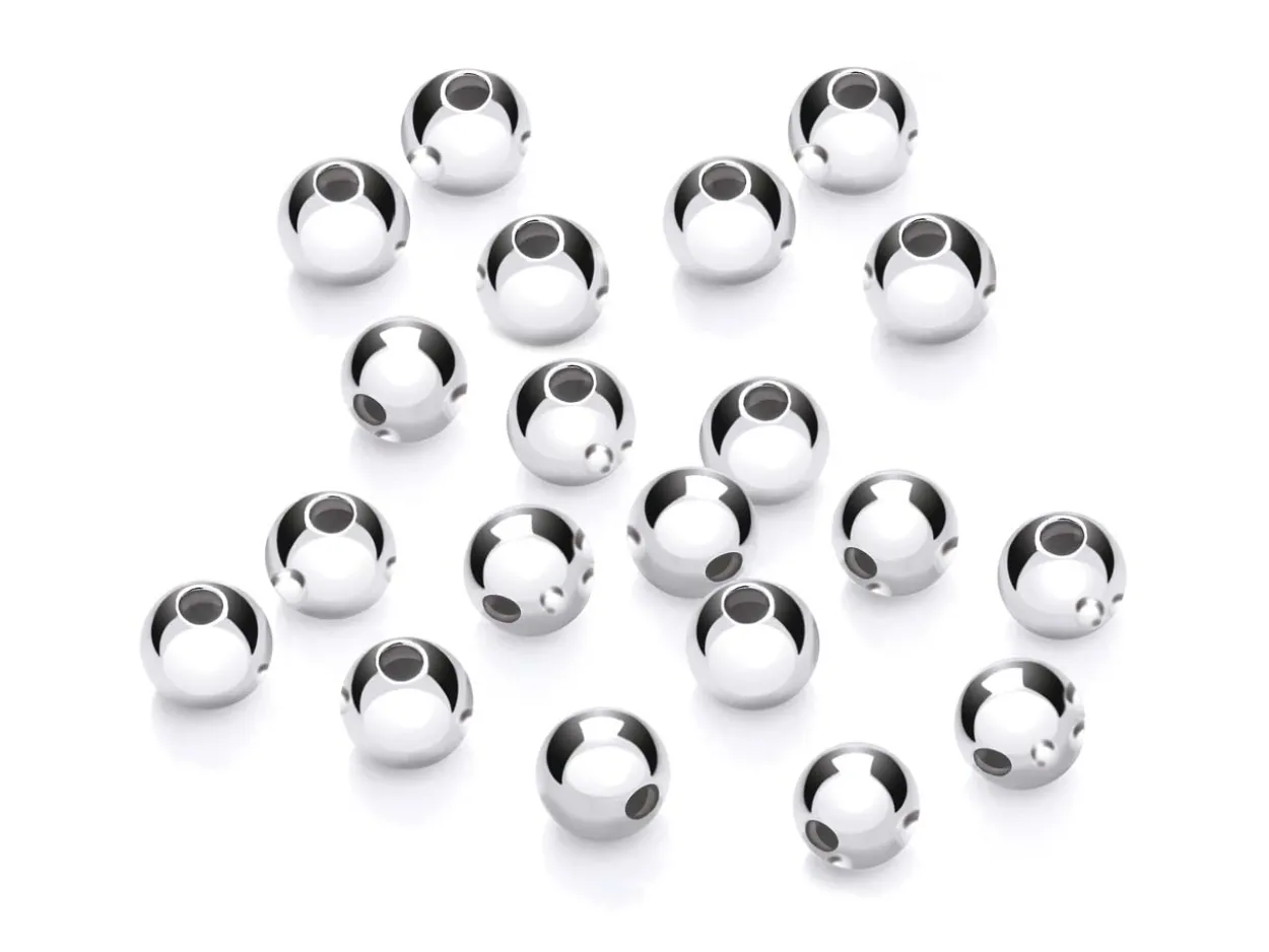 Argentium 960 Silver Beads Plain Round 3mm Pack of 20 2 Hole Bead