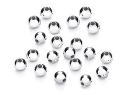 Argentium 960 Silver Beads Plain Round 4mm Pack of 20 2 Hole Bead