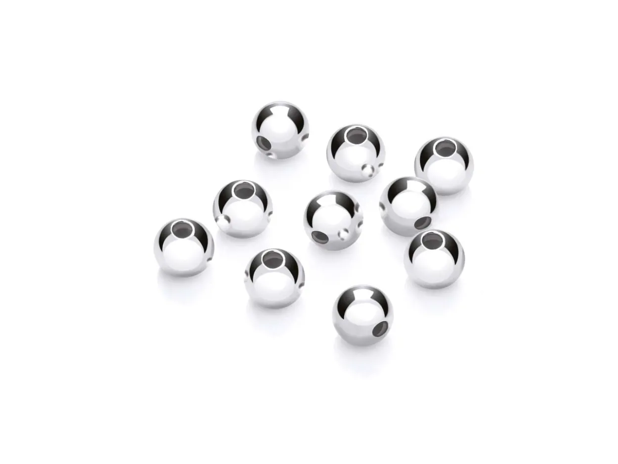 Argentium 960 Silver Beads Plain Round 5mm Pack of 10 2 Hole Bead