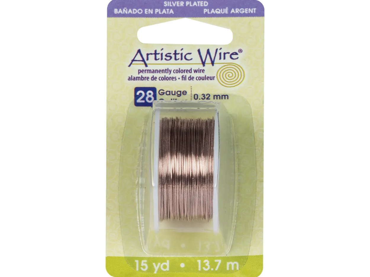Beadalon Artistic Wire 28 Gauge Silver Plated Rose Gold Colour 0.32mm X 13.7m