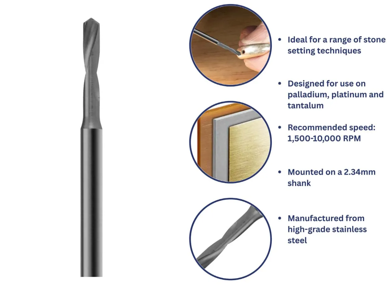 Bench Essentials By Cooksongold Geometry Shank Drill 1.2mm, Platinum And Palladium
