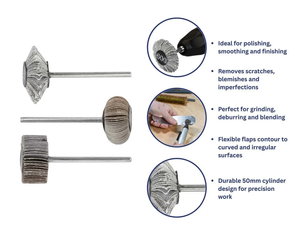 Bench Essentials By Cooksongold Emery Flap Wheel Knife Edge Set