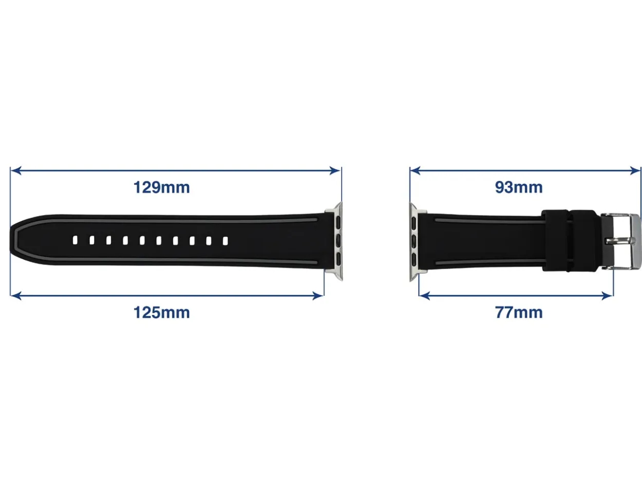Black And Grey Dual Tone Silicone Strap For Apple Watch, Compatible With 42/44/45/49mm Models