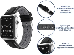 Black And Grey Dual Tone Silicone Strap For Apple Watch, Compatible With 42/44/45/49mm Models