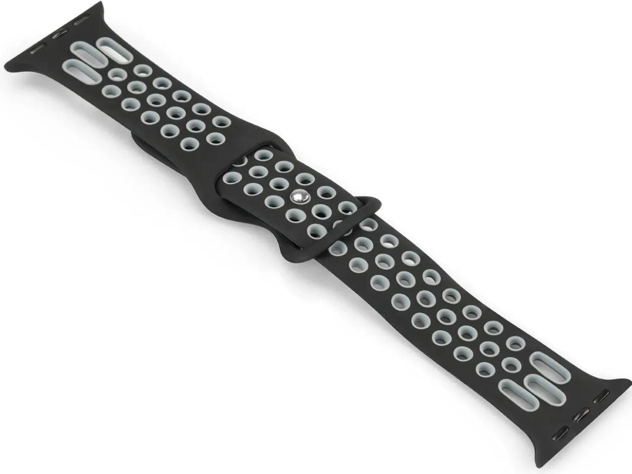 Black And Grey Dual Tone Silicone Strap For Apple Watch, Compatible With 42/44/45/49mm Models