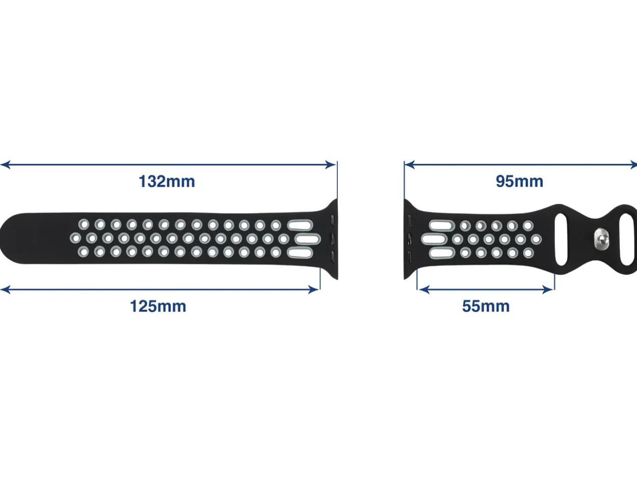 Black And Grey Dual Tone Silicone Strap For Apple Watch, Compatible With 42/44/45/49mm Models