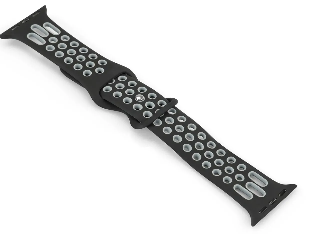 Black And Grey Dual Tone Silicone Strap For Apple Watch, Compatible With 38/40/41mm Models