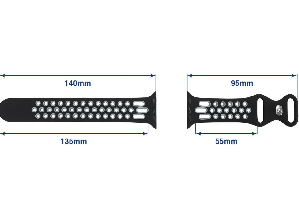 Black And Grey Dual Tone Silicone Strap For Apple Watch, Compatible With 38/40/41mm Models