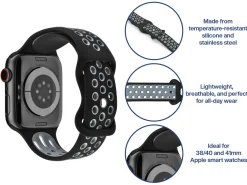 Black And Grey Dual Tone Silicone Strap For Apple Watch, Compatible With 38/40/41mm Models