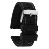 Black And Grey Stitched Silicone Watch Strap, Quick Release Pins, 24mm