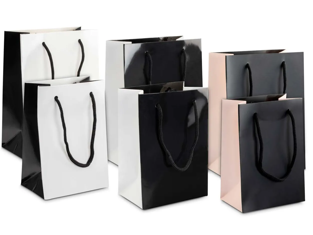 Black And Pink Gift Bag Small Pack of 10