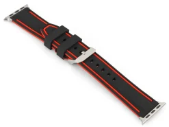 Black And Red Dual Tone Silicone Strap For Apple Watch, Compatible With 42/44/45/49mm Models