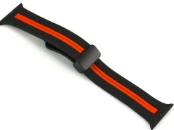 Black And Red Dual Tone Silicone Strap For Apple Watch, Compatible With 42/44/45/49mm Models