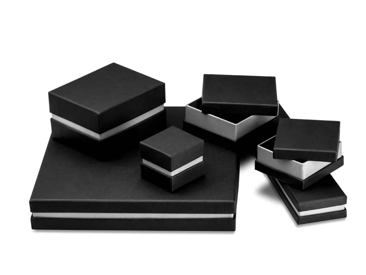 Black And Silver Metallic Ring Box