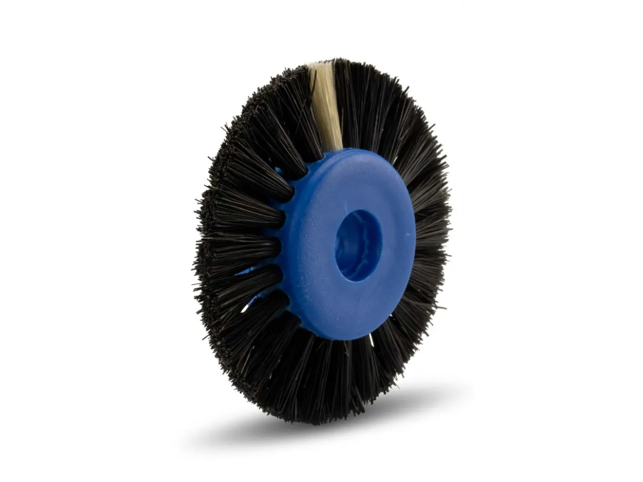 Black Bristle Lathe Brush 56mm/2", Stiff, 3 Row, Converging