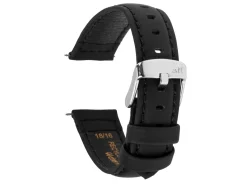 Black Capri Genuine Leather Watch Strap, 18mm