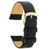 Black Genuine Calf Leather, Lizard Grain Watch Strap, 12mm