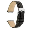 Black Italian Genuine Crocodile Leather Watch Strap, 18mm
