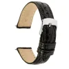 Black Italian Genuine Crocodile Leather Watch Strap, 16mm