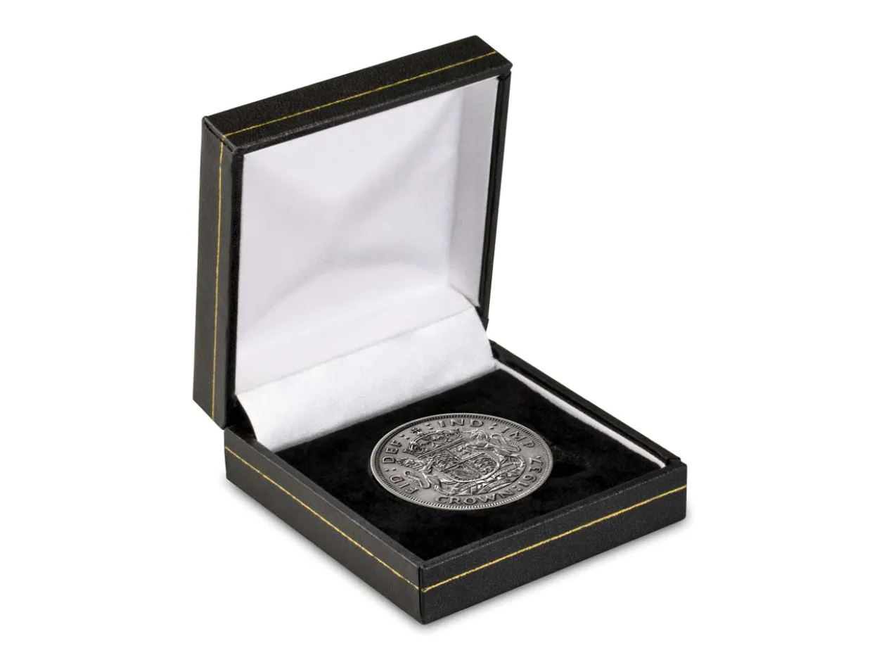 Black Leatherette Crown Coin Box