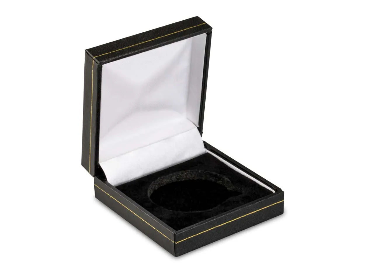 Black Leatherette Crown In Capsule Coin Box