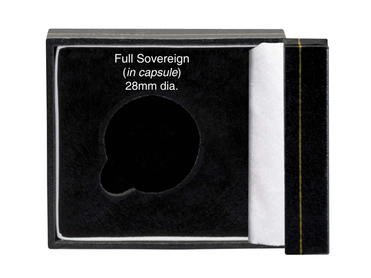 Black Leatherette Full Sovereign In Capsule Coin Box