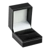 Black Leatherette Ring Box Silver Line
