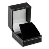 Black Leatherette Stud Earrings Box Silver Line