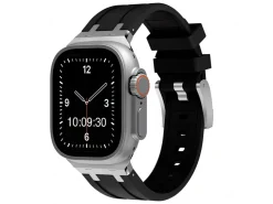 Black Silicone Strap For Apple Watch, Compatible With 42/44/45/49mm Models