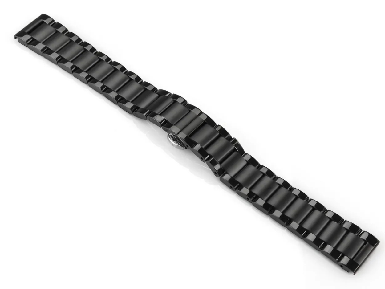 Black Stainless Steel Watch Bracelet, Centre Clasp, 18mm