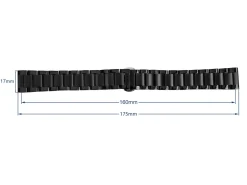 Black Stainless Steel Watch Bracelet, Centre Clasp, 18mm
