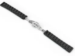 Black Stainless Steel Watch Bracelet, Centre Clasp, 18mm