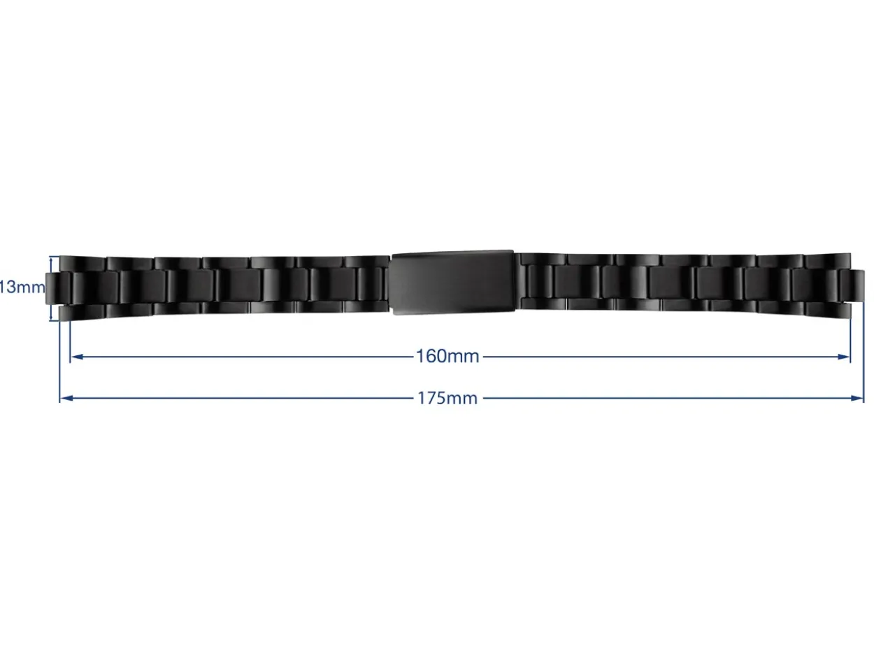 Black Stainless Steel Watch Bracelet, 12-16mm