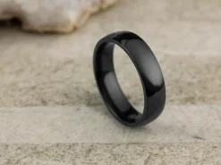 Black Zirconium Court Polished Wedding Ring 5.0mm, Size T, 1.8mm Wall