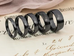 Black Zirconium Court Polished Wedding Ring 5.0mm, Size T, 1.8mm Wall