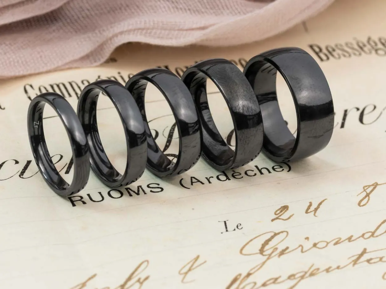 Black Zirconium Court Polished Wedding Ring 5.0mm, Size T, 1.8mm Wall
