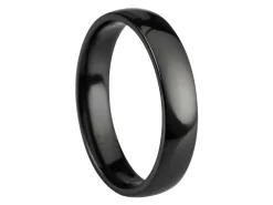 Black Zirconium Court Polished Wedding Ring 4.0mm, Size X, 1.6mm Wall