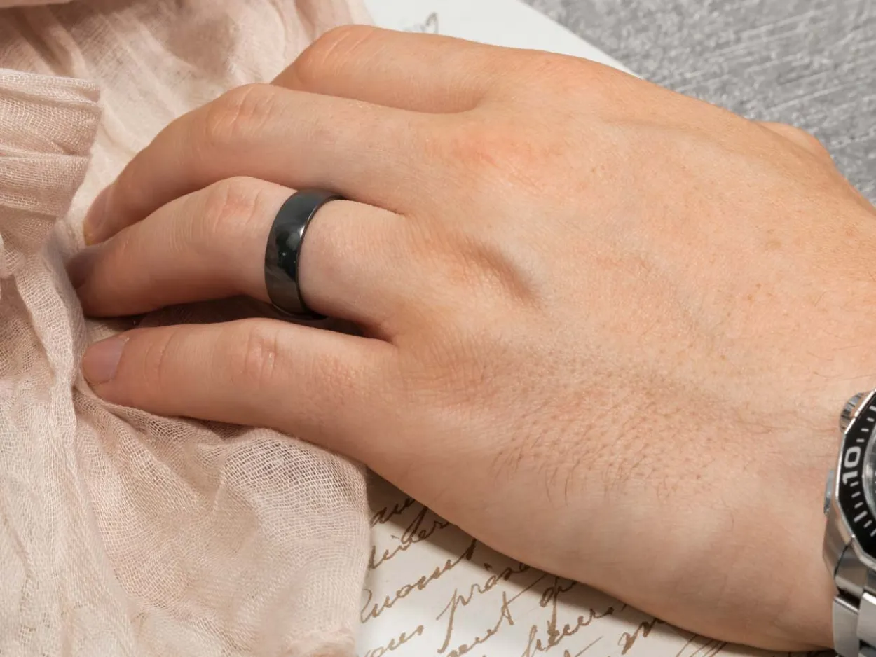 Black Zirconium Court Polished Wedding Ring 6.0mm, Size R, 1.8mm Wall